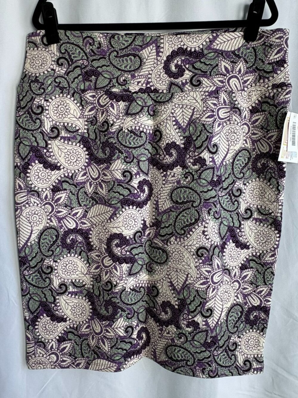 LuLaRoe Cassie 3XL Quilted Paisley Purple Green Cream Skirt NWT